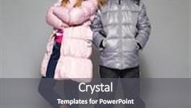  Presentation with kids fashion - Slide deck featuring clothes kids in down jacket background and a dark gray colored foreground