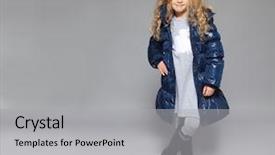  Presentation with kids fashion - Beautiful presentation theme featuring children in winter clothes kids backdrop and a light gray colored foreground