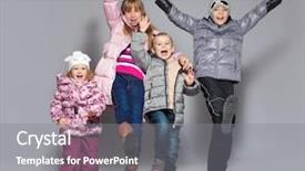  Presentation with kids fashion - Presentation theme enhanced with children in winter clothes kids background and a gray colored foreground