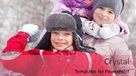  Presentation with happy kids - Cool new PPT theme with children-in-winter-happy-kids backdrop and a coral colored foreground
