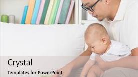  Presentation with story book - Slide set consisting of father and child reading story background and a  colored foreground