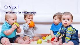  Presentation with toddlers - Beautiful presentation theme featuring play group - four toddlers sitting backdrop and a sky blue colored foreground
