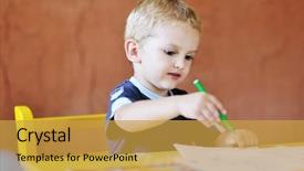  Presentation with playground - PPT theme featuring happy little child play game background and a yellow colored foreground