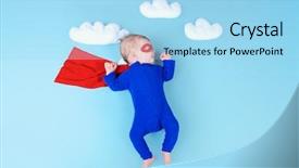  Presentation with super hero - Amazing presentation theme having newborn baby little super hero backdrop and a light blue colored foreground