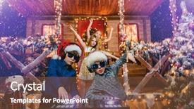  Presentation with party lights - Audience pleasing slide deck consisting of kids disco - group of happy children is backdrop and a tawny brown colored foreground