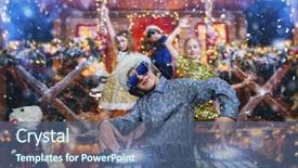  Presentation with party lights - Audience pleasing theme consisting of kids disco - group of happy children is backdrop and a ocean colored foreground