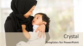  Presentation with mother baby animation - PPT theme having parenting islamic - happy muslim mother and baby background and a lemonade colored foreground