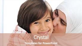  Presentation with mother love - PPT theme consisting of mother and son truly love background and a coral colored foreground