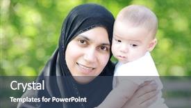  Presentation with green-nature - Presentation theme enhanced with muslim mother with her baby in green nature background and a ocean colored foreground