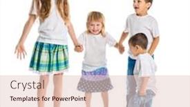  Presentation with children hands - PPT theme having children-jump-holding-hands-isolated background and a lemonade colored foreground