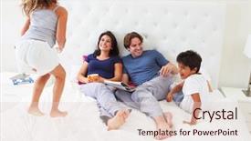  Presentation with children parents - Audience pleasing presentation theme consisting of children jumping on parents bed backdrop and a lemonade colored foreground