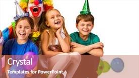  Presentation with birthday organizer - Presentation theme with children kid holiday balloons celebratory background and a coral colored foreground