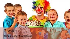  Presentation with birthday organizer - Slide set with children kid holiday cakes celebratory background and a red colored foreground