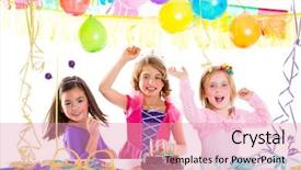  Presentation with fancy dress - Slides consisting of fancy dress - children kid in birthday party background and a coral colored foreground