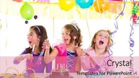  Presentation with kid happy birthday - Slide set consisting of children kid in birthday party background and a coral colored foreground