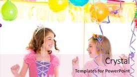  Presentation with kid happy birthday - Beautiful PPT theme featuring children kid in birthday party backdrop and a lemonade colored foreground