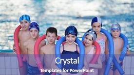  Presentation with happy kids - PPT layouts enhanced with children kids group at swimming background and a  colored foreground