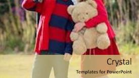  Presentation with goodbye - Presentation having children kissing goodbye background and a blonde colored foreground