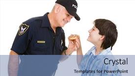  Presentation with food safety - Cool new presentation with job food safety - adolescent boy giving a donut backdrop and a teal colored foreground