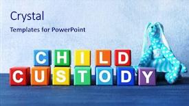  Presentation with child custody - Presentation theme enhanced with patient law - cubes with text child custody background and a sky blue colored foreground