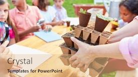  Presentation with botany - Slide deck with children-learn-about-botany background and a coral colored foreground