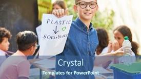  Presentation with environmental waste - Audience pleasing PPT theme consisting of children-learn-about-plastic-waste backdrop and a ocean colored foreground