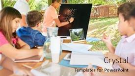  Presentation with chalk board - Theme featuring children-learn-arithmetic background and a lemonade colored foreground