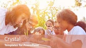  Presentation with learn - Slides having children-learn-environmental-protection background and a coral colored foreground