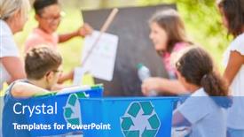  Presentation with summer school - Slide deck consisting of children-learn-environmental-protection background and a teal colored foreground