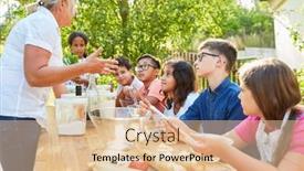  Presentation with summer camp - Colorful theme enhanced with children-learn-to-cook-healthily backdrop and a lemonade colored foreground