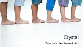  Presentation with poor children - Slide set featuring children legs background and a  colored foreground