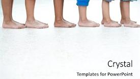  Presentation with poor children - Audience pleasing PPT theme consisting of children legs backdrop and a white colored foreground