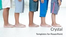  Presentation with poor children - Slide set consisting of children legs background and a sky blue colored foreground