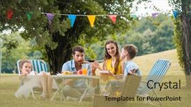  Presentation with young children - Presentation theme having child dedication - dedicated young parents of two background and a yellow colored foreground