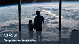  Presentation with nasa - Colorful slide set enhanced with children look at the earth backdrop and a ocean colored foreground