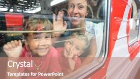 Presentation with look - Beautiful theme featuring children look from train backdrop and a coral colored foreground
