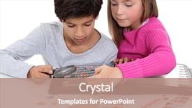  Presentation with album - Presentation theme consisting of children looking at a stamp background and a coral colored foreground