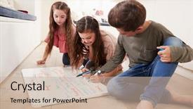  Presentation with whiteboard - Slide deck featuring children making list of chores background and a soft green colored foreground