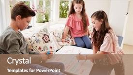  Presentation with whiteboard - Colorful theme enhanced with children making list of chores backdrop and a coral colored foreground