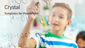  Presentation with cute - Audience pleasing slides consisting of children math - cute learner doing sums backdrop and a soft green colored foreground