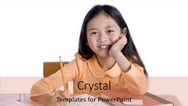 Presentation with math - Beautiful presentation featuring children math - young asian school girl ready backdrop and a coral colored foreground