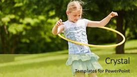  Presentation with training - Beautiful PPT theme featuring skillful - child playing with hula hoop backdrop and a yellow colored foreground