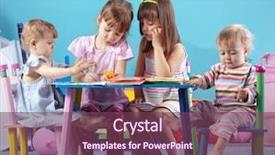  Presentation with nursery - Slides consisting of children nursery - group of kids playing background and a violet colored foreground