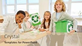  Presentation with elementary children - Slide set with children-of-elementary-school background and a lemonade colored foreground