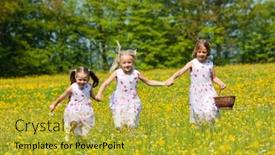  Presentation with easter basket - Beautiful theme featuring landscape with road in forest backdrop and a tawny brown colored foreground