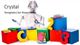  Presentation with kids intelligence - Slide set featuring children on isolated artificial intelligence background and a white colored foreground