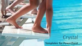  Presentation with ready - Colorful PPT theme enhanced with children-on-the-starting-blocks backdrop and a light blue colored foreground