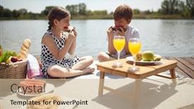  Presentation with joy - Colorful presentation theme enhanced with children-on-wooden-pier-eat backdrop and a soft green colored foreground