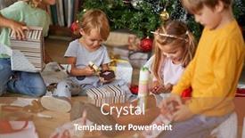  Presentation with christmas kids - Presentation enhanced with children-opening-xmas-presents-smilin background and a coral colored foreground