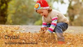  Presentation with filipino child playing - Slide set consisting of children outside - cute child playing with autumn background and a gold colored foreground
